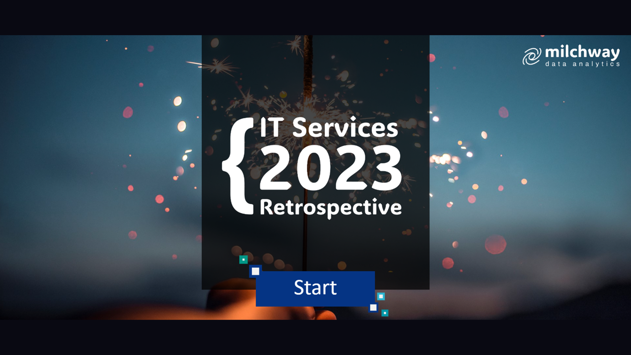 An image of a person holding a sparkling stick with a title that says 'IT Services 2023 retrospective'